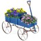 Rustic Wooden Wagon Planter with Metal Wheels for Flowers Herbs Succulents, Indoor or Outdoor